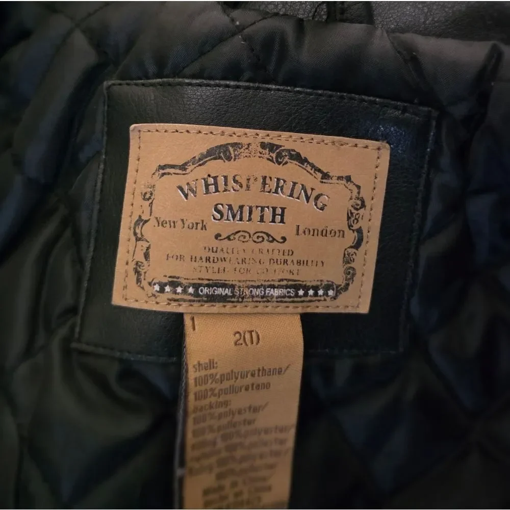 Children Black Faux Leather Jacket 2T By Whispering Smith